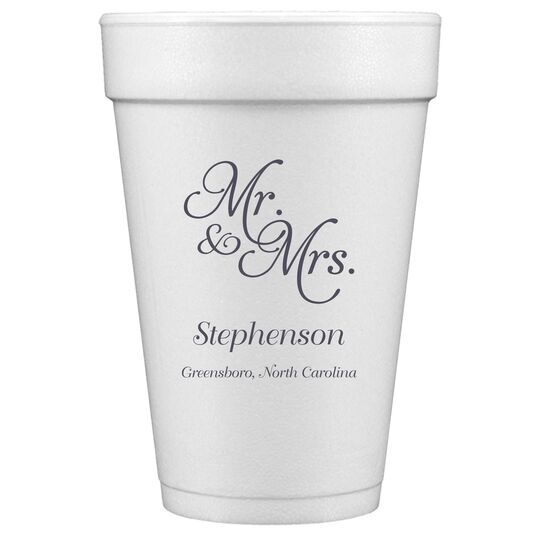 Elegant Mr. & Mrs. Styrofoam Cups